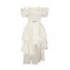 Arte Pura Floral Bandeau Off-Shoulder Gauze Dress Beige