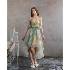 Arte Pura Green Render Bud Camisole Dress