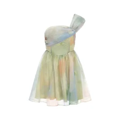 Arte Pura Green Render One Shoulder Dress