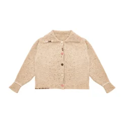 AsGony Blended Woolen Color Button Knit Cardigan