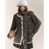 AsGony Blended Woolen Contrast Color Hand Crochet Cardigan