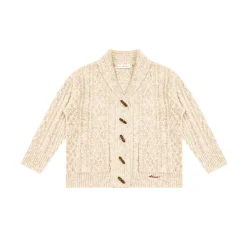 AsGony Blended Woolen Twist Lapel Knit Cardigan Khaki