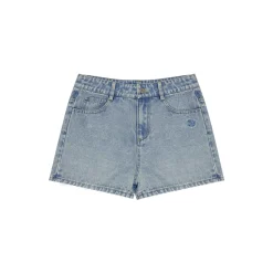 AsGony Bow Tie Embroidered Denim Shorts