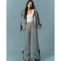 AsGony Bow-Knot Casual Sweat Pants