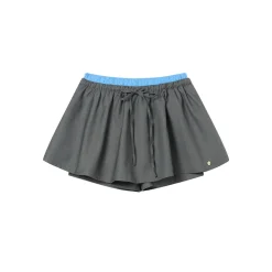 AsGony Color Blocked Elastic-Waist Puffy Skirt Dark Grey