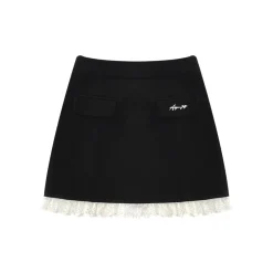AsGony Color Blocked Lace Patchwork Skirt