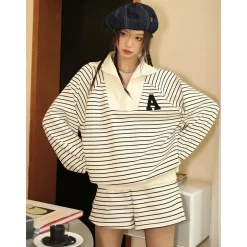AsGony Color Blocked Striped Shorts