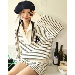 AsGony Color Blocked Striped Shorts