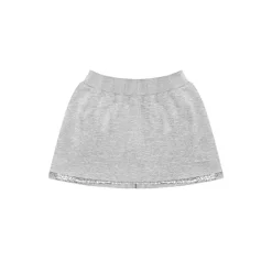 AsGony Embroidery Sequin Casual Skirt Gray