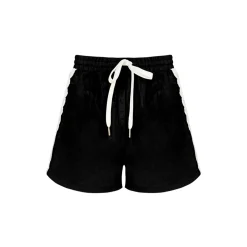 AsGony Lace Patchwork Casual Shorts Black