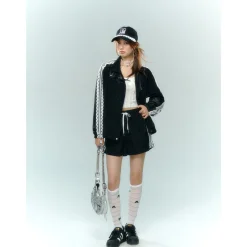 AsGony Lace Patchwork Casual Shorts Black