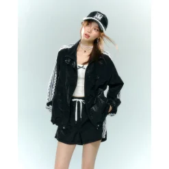 AsGony Lace Patchwork Casual Shorts Black