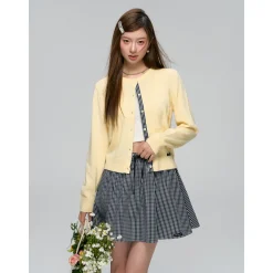 AsGony Plaid Elastic-Waist Puffy Skirt