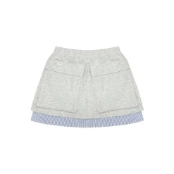 AsGony Retro Irregular Fake-2-Piece Skirt Gray