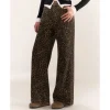 AsGony Retro Leopard High Waist Wide-Leg Pants