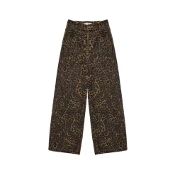 AsGony Retro Leopard High Waist Wide-Leg Pants