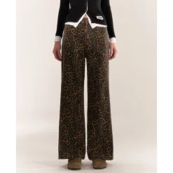 AsGony Retro Leopard High Waist Wide-Leg Pants