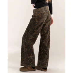 AsGony Retro Leopard High Waist Wide-Leg Pants