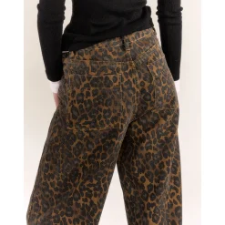 AsGony Retro Leopard High Waist Wide-Leg Pants