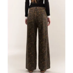 AsGony Retro Leopard High Waist Wide-Leg Pants