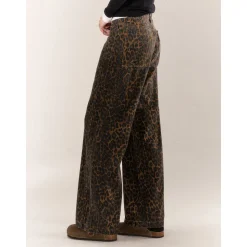 AsGony Retro Leopard High Waist Wide-Leg Pants