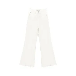 AsGony Retro Raw Edge Wide-Leg Flare Jeans White