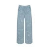 AsGony Retro Rose Jacquard Casual Suit Pants Blue