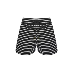 AsGony Striped Drawstring Casual Shorts Black