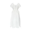 AsGony V-Neck Waisted Puff Sleeve Long Dress
