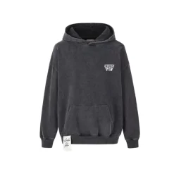 Aventen Pin Cracked Logo Washed Hoodie Washed Black