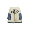 Aventen Pin Denim Patch Sweat Shorts White
