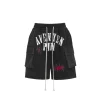Aventen Pin Denim Patch Sweat Shorts Black