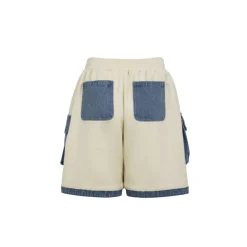 Aventen Pin Denim Patch Sweat Shorts White