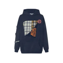 Aventen Pin DIY Tearing Shirt Inside Hoodie Navy Blue