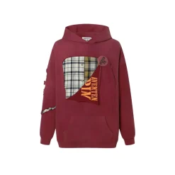 Aventen Pin DIY Tearing Shirt Inside Hoodie Red