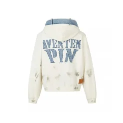 Aventen Pin Memo Patch Zip Up Hoodie White