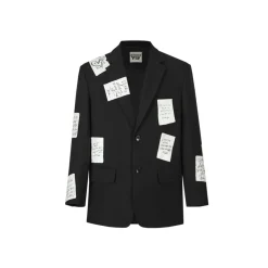 Aventen Pin Multi Memo Patch Suit Jacket Black