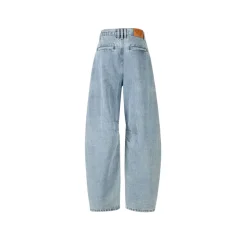 Aventen Pin Signature Logo Patch Pockets Faded Jeans Blue