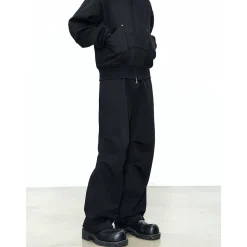 CATSSTAC Clean Fit Wide Leg Pleated Sweat Pants Black