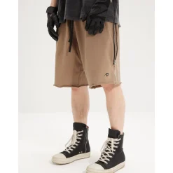 CATSSTAC Double Zipper Washed Shorts Khaki