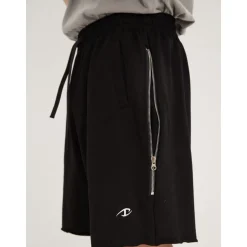 CATSSTAC Double Zipper Washed Shorts Black