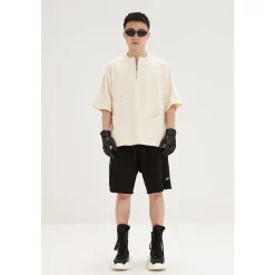 CATSSTAC Double Zipper Washed Shorts Black