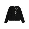 Charlie Luciano Colored Button Tassel Tweed Coat Black