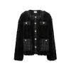 Charlie Luciano Tweed Patch Faux Fur Coat Black