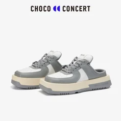 Choco Concert Mis-Matched Square Toe Slip On Grey