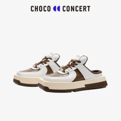 Choco Concert Mis-Matched Square Toe Slip On Brown