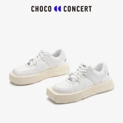 Choco Concert Mis-Matched Square Toe Sneaker All White