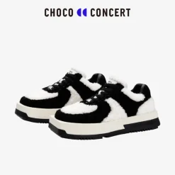 Choco Concert Mis-Matched Fleece Square Toe Sneaker Black
