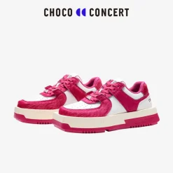 Choco Concert Mis-Matched Horsehair Square Toe Sneaker Pink