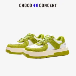 Choco Concert Mis-Matched Horsehair Square Toe Sneaker Lime Green